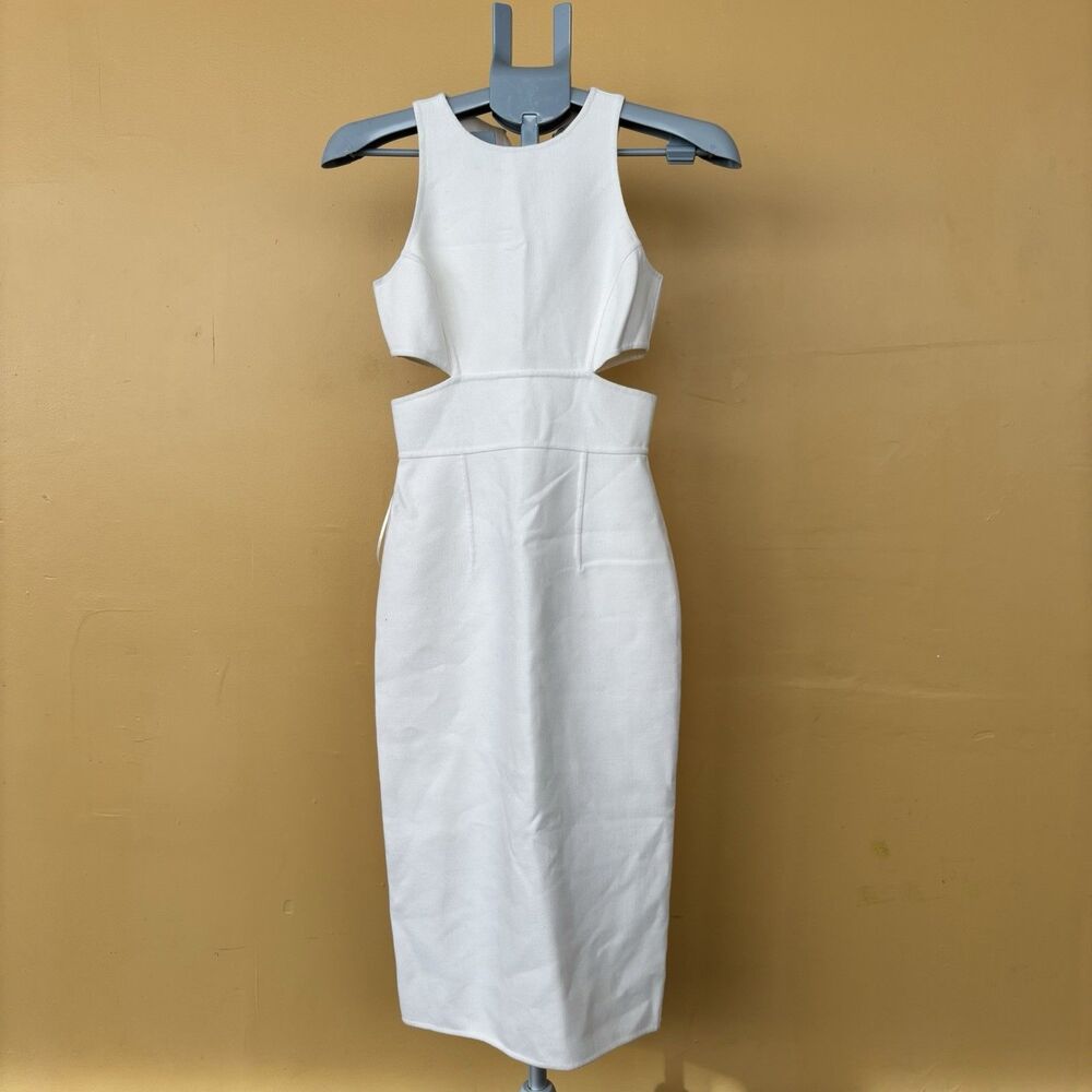 Michael Kors Collection Wool Sheath Dress White Cutout Italy Womens 0 XS - Picture 1 of 14